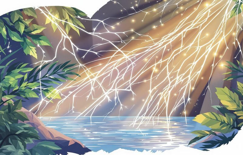Abstract light patterns and environmental elements.